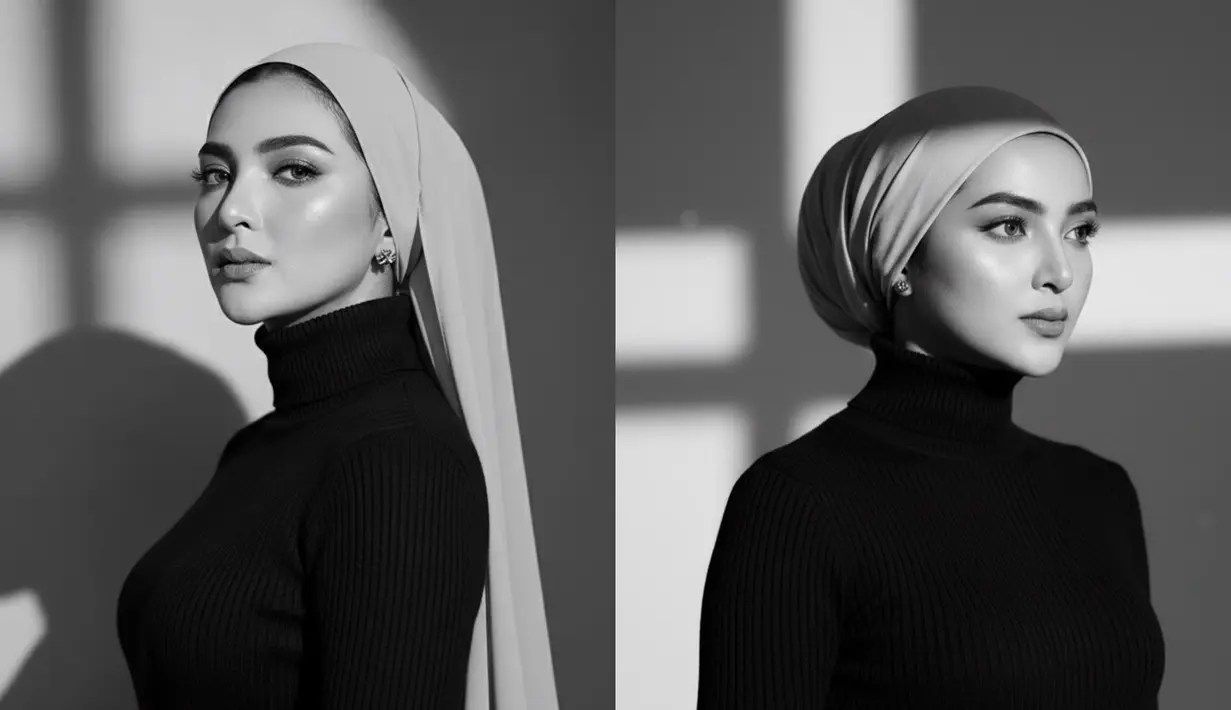 Ashanty terlihat manglingi saat menjajal berbagai gaya hijab. Istri Anang Hermansyah itu pancarkan aura cantik paripurna bak putri Dubai [@ashanty_ash]