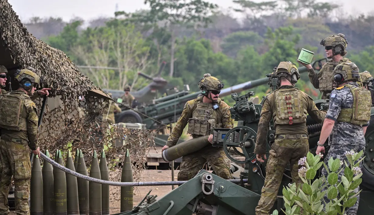 Latihan gabungan bersama TNI dan ADF dalam rangkaian Indo-Pacific Endeavour (IPE) 2024 masih berlangsung. (JUNI KRISWANTO/AFP)
