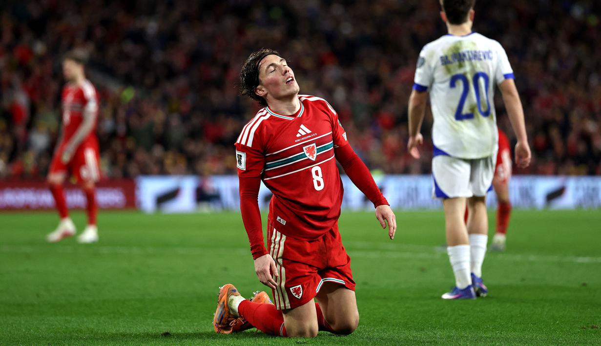 Wales gagal lolos ke Piala Dunia 2026 setelah kalah di babak play off melawan Bosnia-Herzegovina pada Kamis (26/03/2026) waktu setempat. (AFP/Darren Staples)