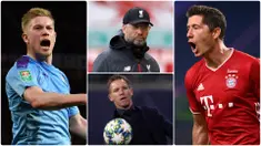 UEFA resmi mengumumkan tiga finalis penghargaan UEFA Men's Player of the Year dan tiga finalis UEFA Men's Coach of the Year. Berikut daftar finalis nominasi UEFA Men's Player of the Year dan UEFA Men's Coach of the Year. (kolase foto AFP)