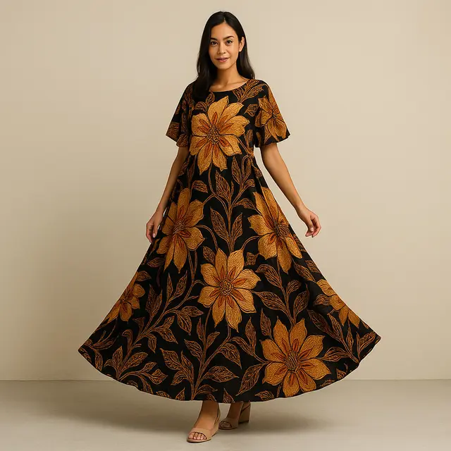Model Baju Batik Motif Bunga Terbaru 2025/AI