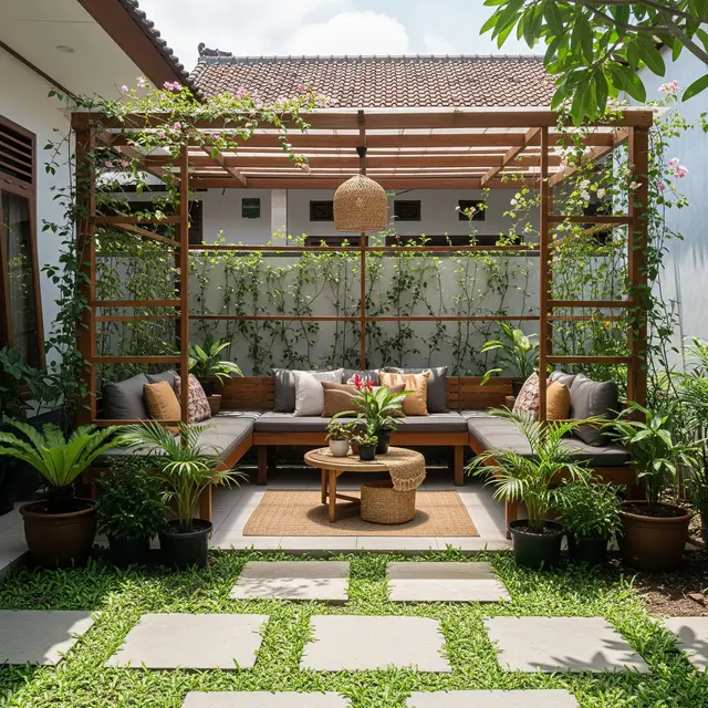 9 Inspirasi Area Santai Belakang Rumah dengan Sekat Semi Terbuka, Nyaman dan Tetap Sejuk