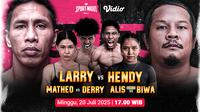 Saksikan siaran langsung HW Sport Night Bali Vol. 7 di Vidio akhir pekan ini. Jangan lewatkan pertarungan seru dari combat sports dalam ajang HW Sport Night Bali Vol. 7 akhir pekan ini hanya di layanan OTT Vidio. (sum. doc. vidio.com)