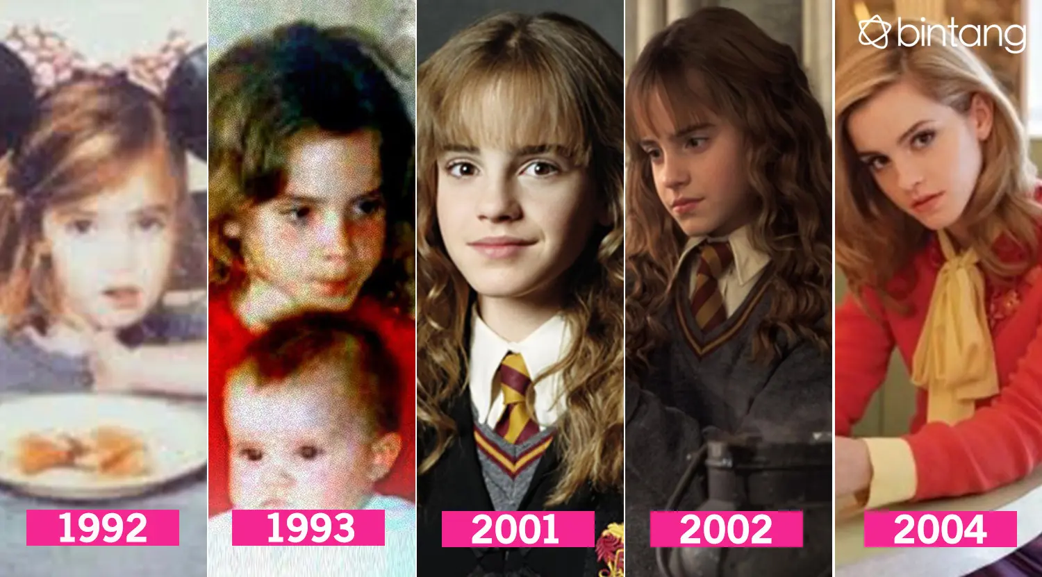 Meski terlihat cupu di masa kecil, Emma Watson tumbuh menjadi cewek cerdas yang memesona. (Digital Imaging: Muhammad Iqbal Nurfajri/Bintang.com)