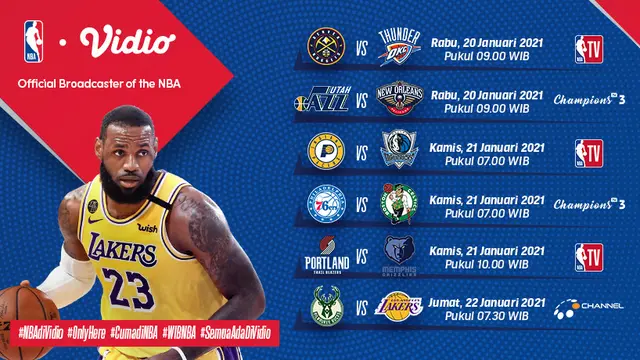 Jadwal NBA 2020/2021 Matchweek 5