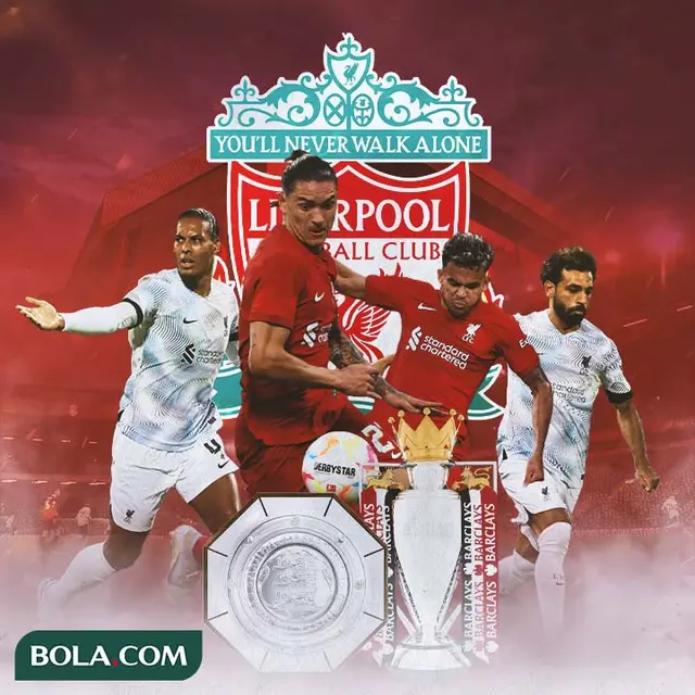 Liverpool - Ilustrasi pemain Liverpool + ilustrasi Piala Community Shield dan Liga Inggris