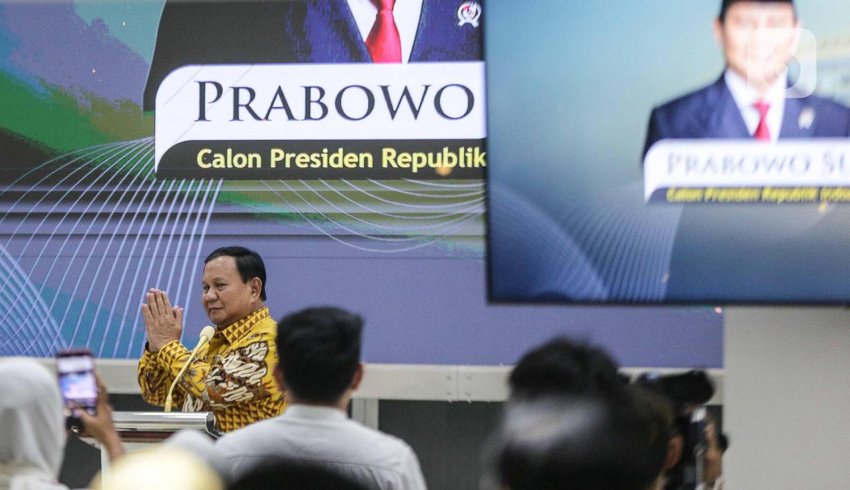 Kedatangan Prabowo Subianto untuk memberi materi bertema kebangsaan di Golkar Insitutute. (Liputan6.com/Faizal Fanani)