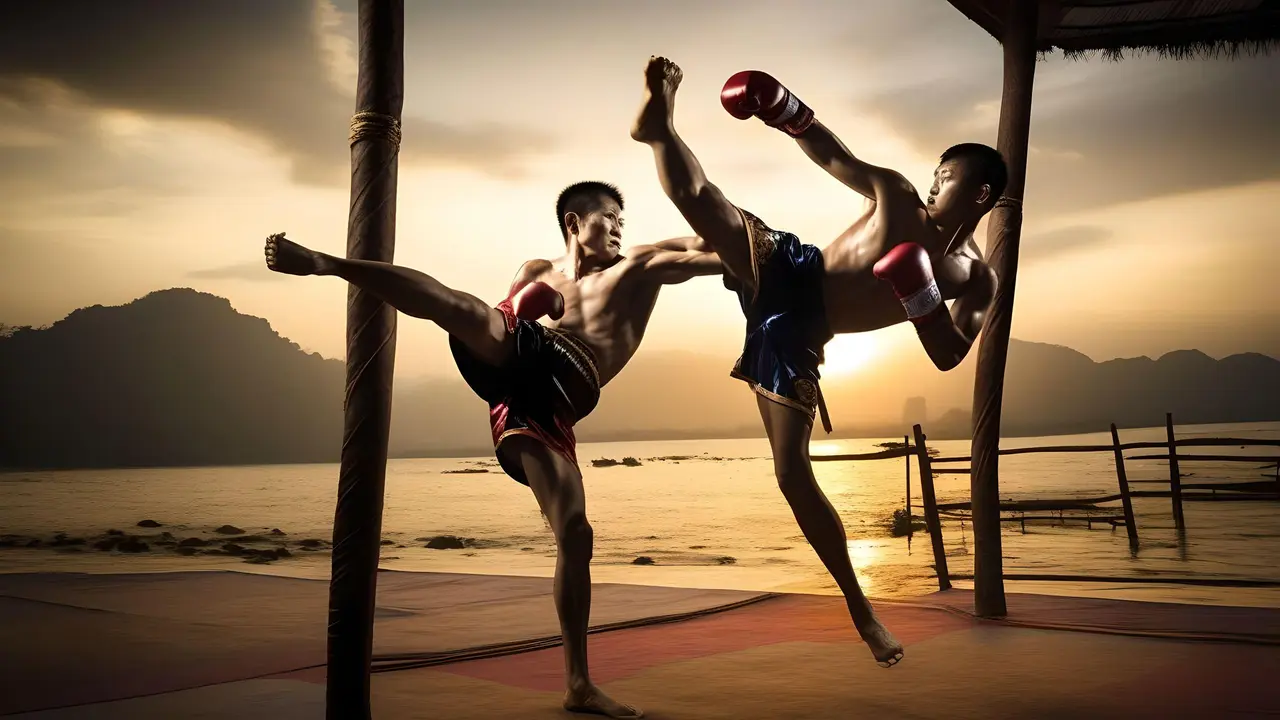 Ilustrasi Muay Thai Adalah Seni Bela Diri Thailand yang 'Seni Delapan Anggota Tubuh' (Foto dari AI)