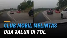 Kumpulan club mobil gunakan jalan seenaknya sendiri di sebuah jalan tol.