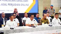 Konferensi pers penetapan tersangka dan penyitaan aset dalam rangka penyidikan perkara TPPU dari tindak pidana Judi Online. (Dok. Istimewa)