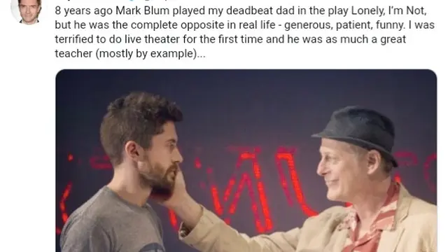 Unggahan Topher Grace tentang Mark Blum (Twitter/ TopherGrace)