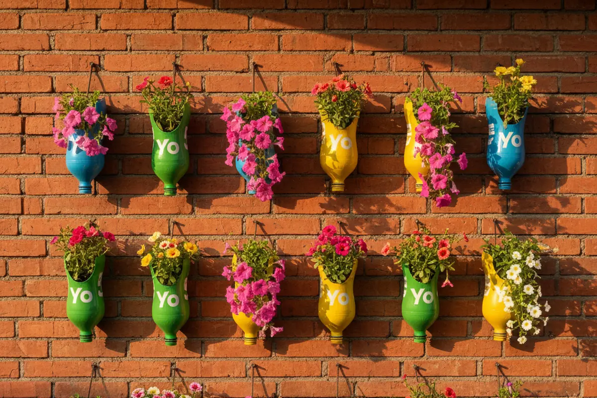 Kebun Gantung dari Botol Bekas untuk Rumah Tanpa Tanah. AI
