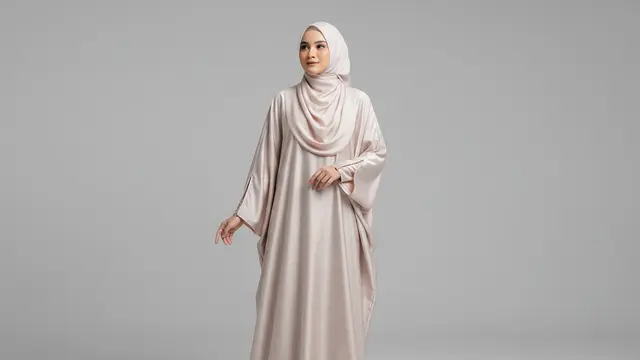Gamis A-Line Organza dengan Layer Sirkulasi Depan