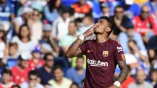 Paulinho rayakan gol kemenangan untuk Barcelona ( PIERRE-PHILIPPE MARCOU / AFP)