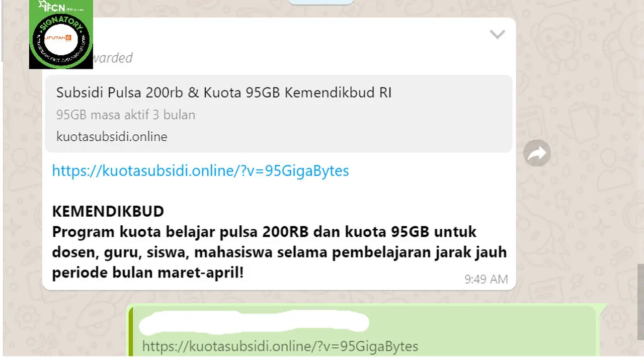 Cek Fakta Liputan6.com menelusuri informasi tautan pendaftaran subsidi pulsa 200 ribu dan kuota 95 GB dari Kemendikbud