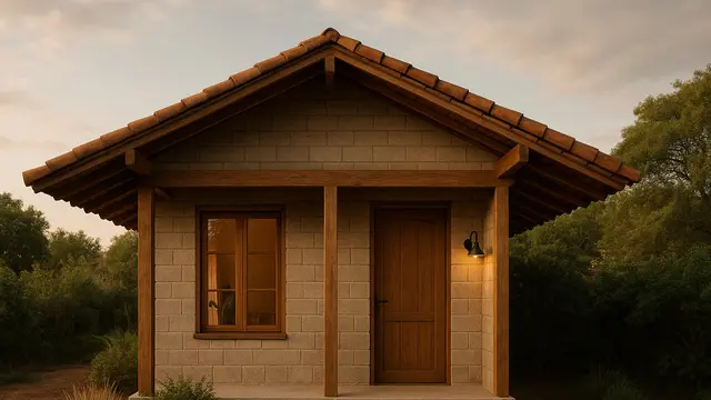 Model Rumah Kecil 6x9 Meter Kombinasi Batako dan Kayu