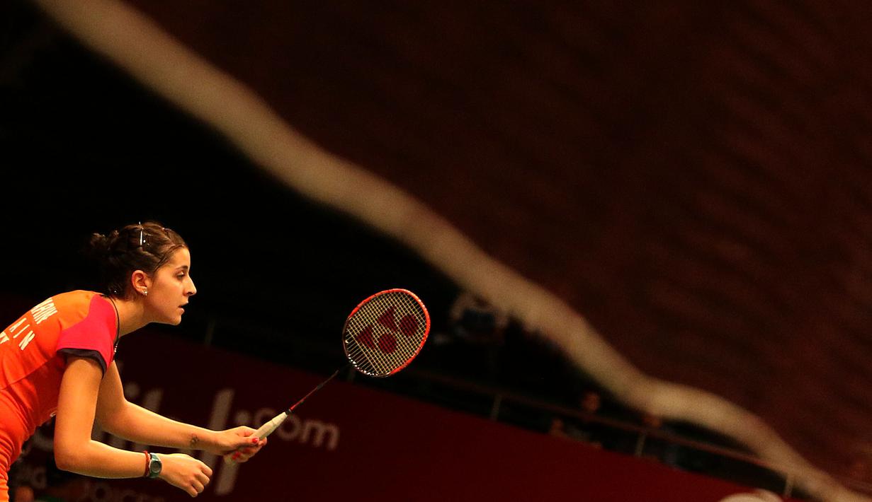 Carolina Marin, gadis cantik asal Huelva, Spanyol, yang lahir 15 Juni 1993 ini memiliki segudang prestasi tak hanya gelar juara dunia 2014. (Bola.com/Arief Bagus)