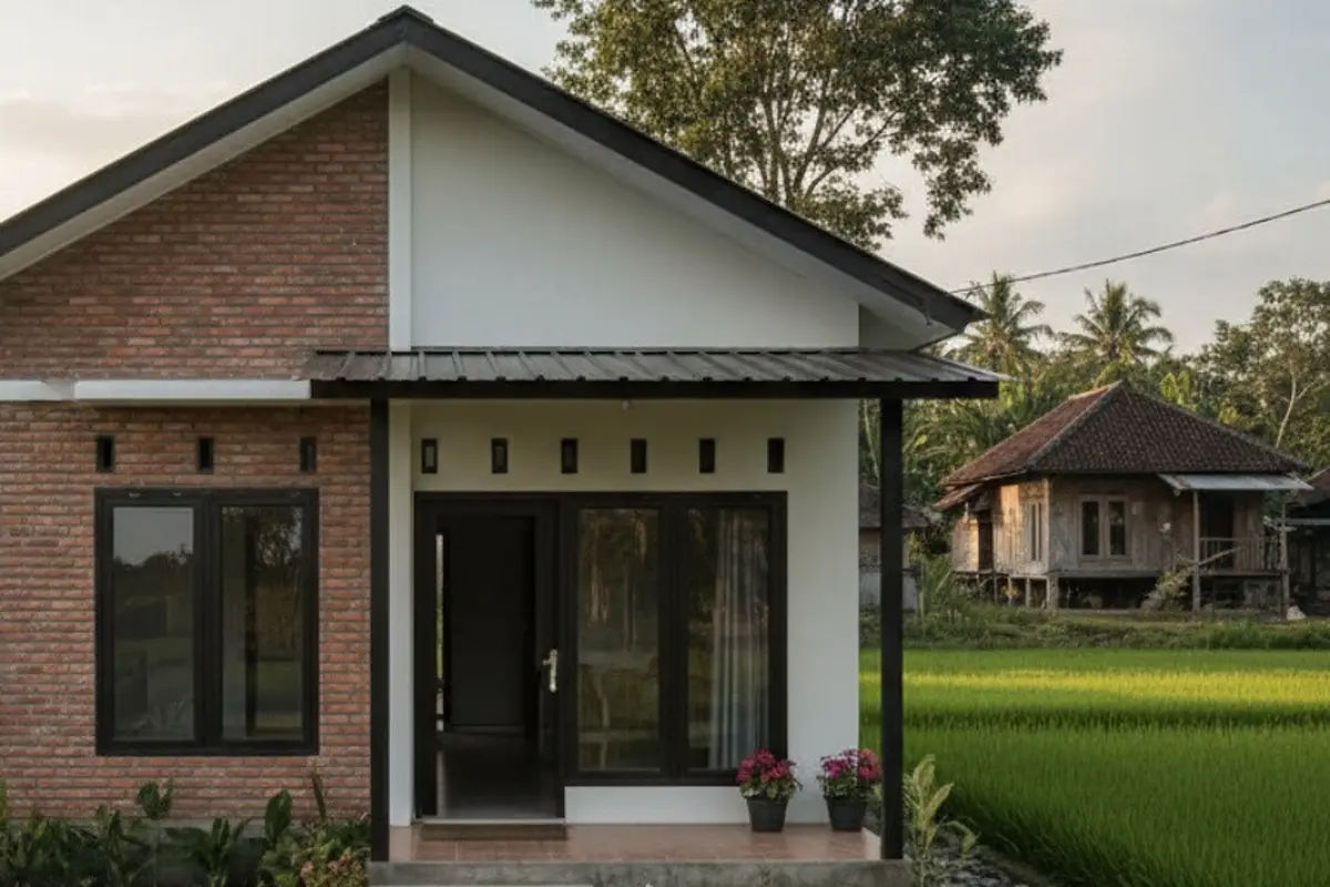 Ilustrasi Rumah Sederhana Modern di Kampung (Sumber: Gemini AI)