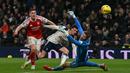 Pada babak kedua, Arsenal berhasil menggandakan skor lewat Viktor Gyokeres pada menit ke-47. (AFP/Glyn Kirk)