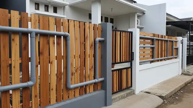 Pagar Kombinasi Pipa PVC dan Kayu