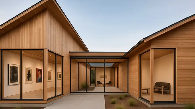 Rumah Kayu Modern Minimalis Leter L dengan Atap Asimetris (Foto: ChatGPT)