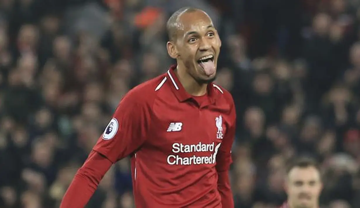 4. Fabinho - Gelandang asal Brasil ini memiliki kemampuan untuk memutus serangan lawan dan memecah kebuntuan tim lewat lini tengah. Fabinho dipastikan akan menjadi tumpuan utama di lini tengah Liverpool saat berhadapan dengan Arsenal nanti. (AP/jon Super)
