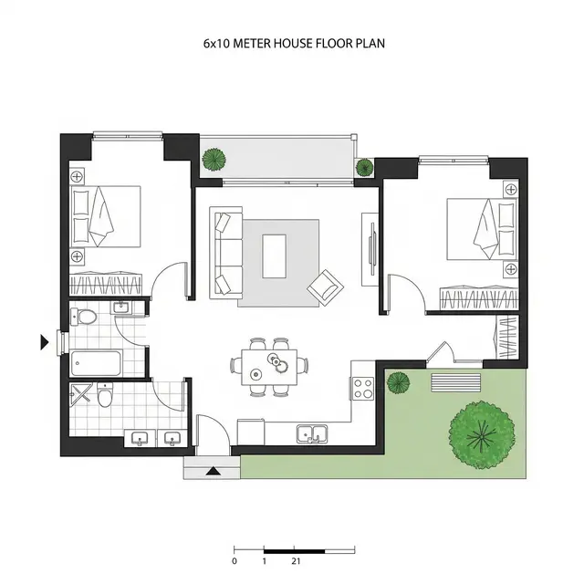 Konsep Desain Rumah 2 Kamar di Lahan 60 Meter. Gemini