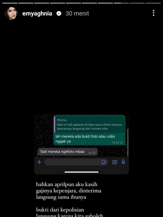 Unggahan Aghnia Punjabi. (Foto: Dok. Instagram @emyaghnia)