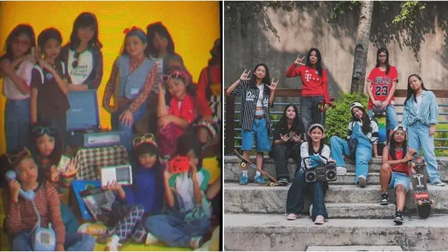 6 Beda Gaya Arsy Hermansyah Vs Safeea Ahmad di Pemotretan Kelas, Tampil Retro
