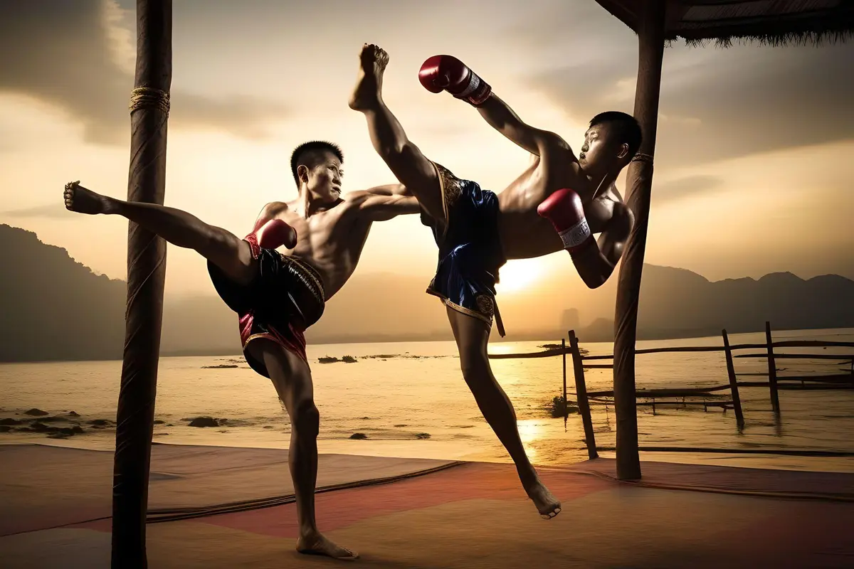 Ilustrasi Muay Thai Adalah Seni Bela Diri Thailand yang 'Seni Delapan Anggota Tubuh' (Foto dari AI)