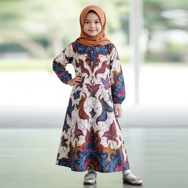 Model Gamis Batik Anak Perempuan Lengan Panjang