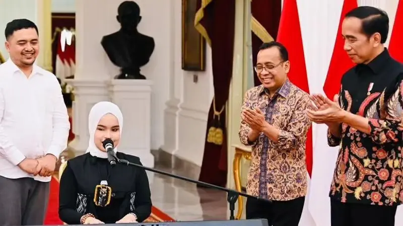 Penampilan Putri Ariani di hadapan Presiden Jokowi. (Foto: Dok. Instagram @jokowi)
