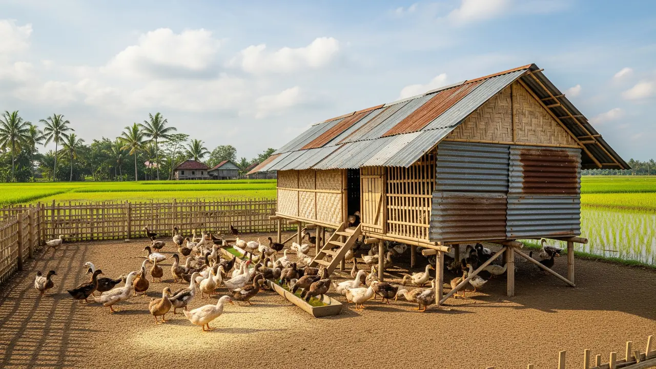 Tips Ternak Bebek Petelur dengan Kandang dari Bambu dan Seng Bekas