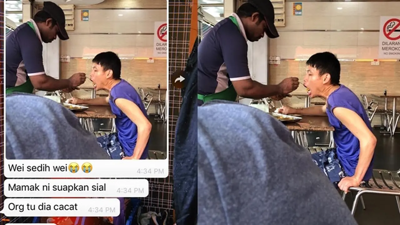 Viral Foto Pelayan Restoran Suapi Difabel