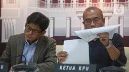 Komisi Pemilihan Umum (KPU) membuka periode pendaftaran pasangan calon presiden dan calon wakil presiden (capres-cawapres) Pilpres 2024 pada 19 Oktober sampai dengan 25 Oktober 2023. (Liputan6.com/Faizal Fanani)