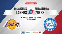 Jadwal NBA, LA Lakers Vs Philadelphia 76ers. (Bola.com/Dody Iryawan)