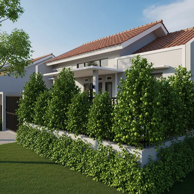 Ide Pagar Hidup Buah untuk Rumah Subsidi (Image by Gemini AI)