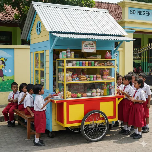Desain Warung Jajan Anak Sekolah Paling Kreatif. Gemini