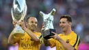 3. Andres Iniesta - Messi dan Iniesta bermain bersama selama satu dekade di level klub. Gelar Liga Champions terakhir Messi di Barcelona diraih ketika Iniesta berada di puncak performanya. Tak diragukan lagi, Barcelona sangat merindukan servis brilian ala Iniesta. (AFP/Josep Lago)