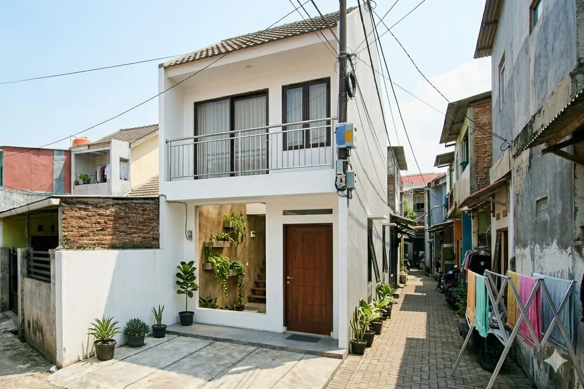 Model Rumah Minimalis di Gang Sempit 2 Lantai