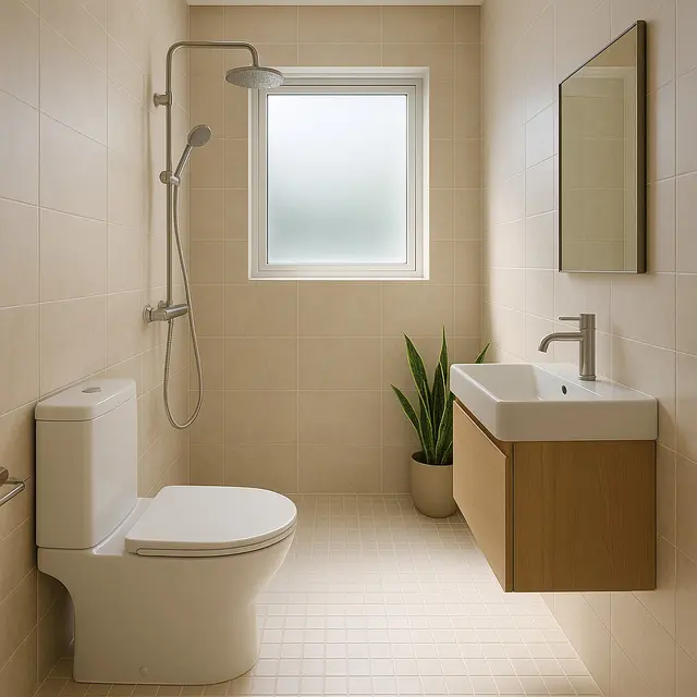 Desain Kamar Mandi Minimalis 2x2 dengan Kloset Duduk dan Shower