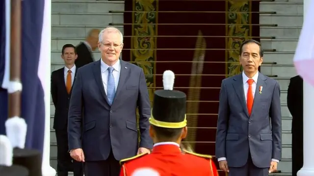 Presiden Joko Widodo menerima kunjungan Perdana Menteri Australia Scott Morrison di Istana Kepresidenan, Bogor