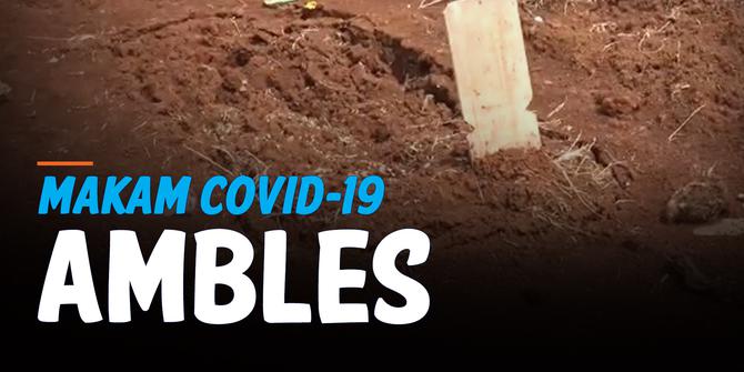 VIDEO: Diduga Akibat Guyuran Hujan Makam Covid-19 Ambles