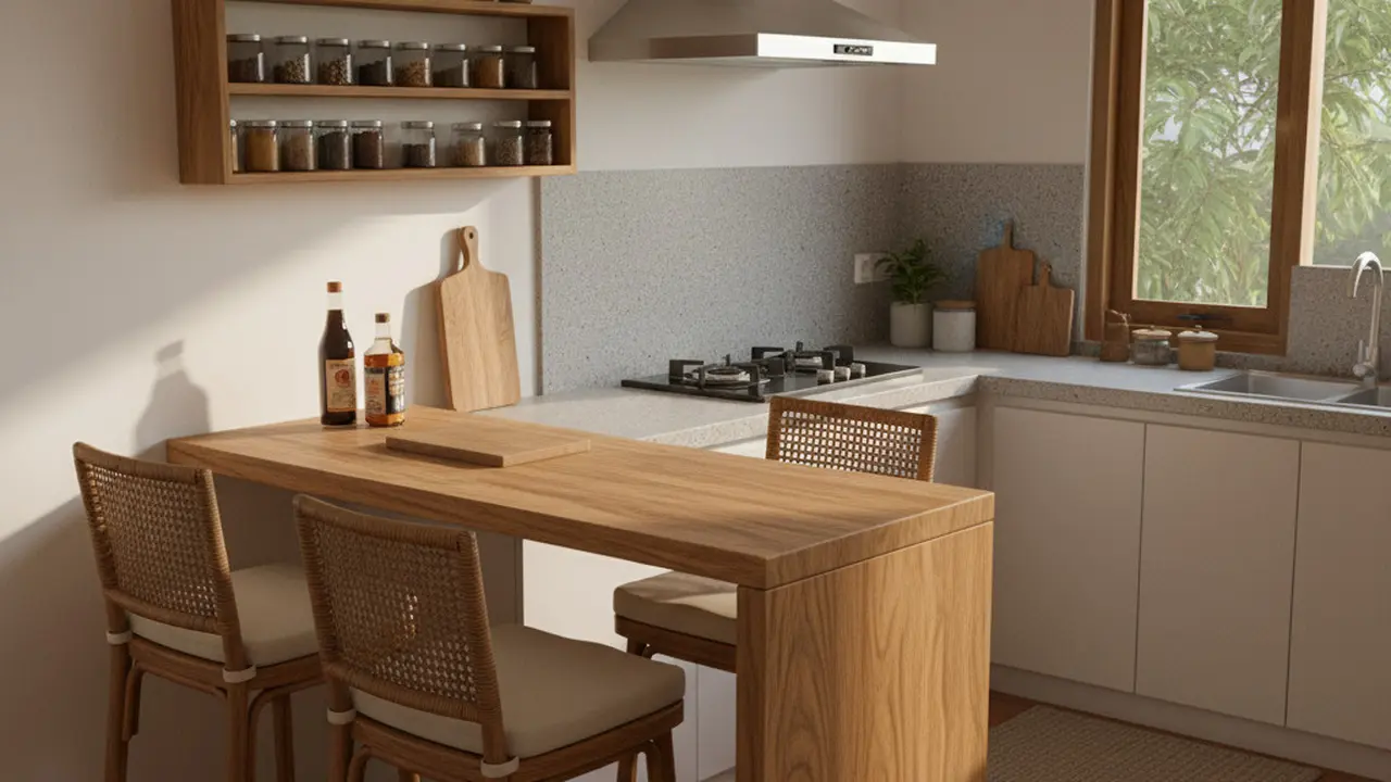 Model Dapur Kecil dengan Meja Bar