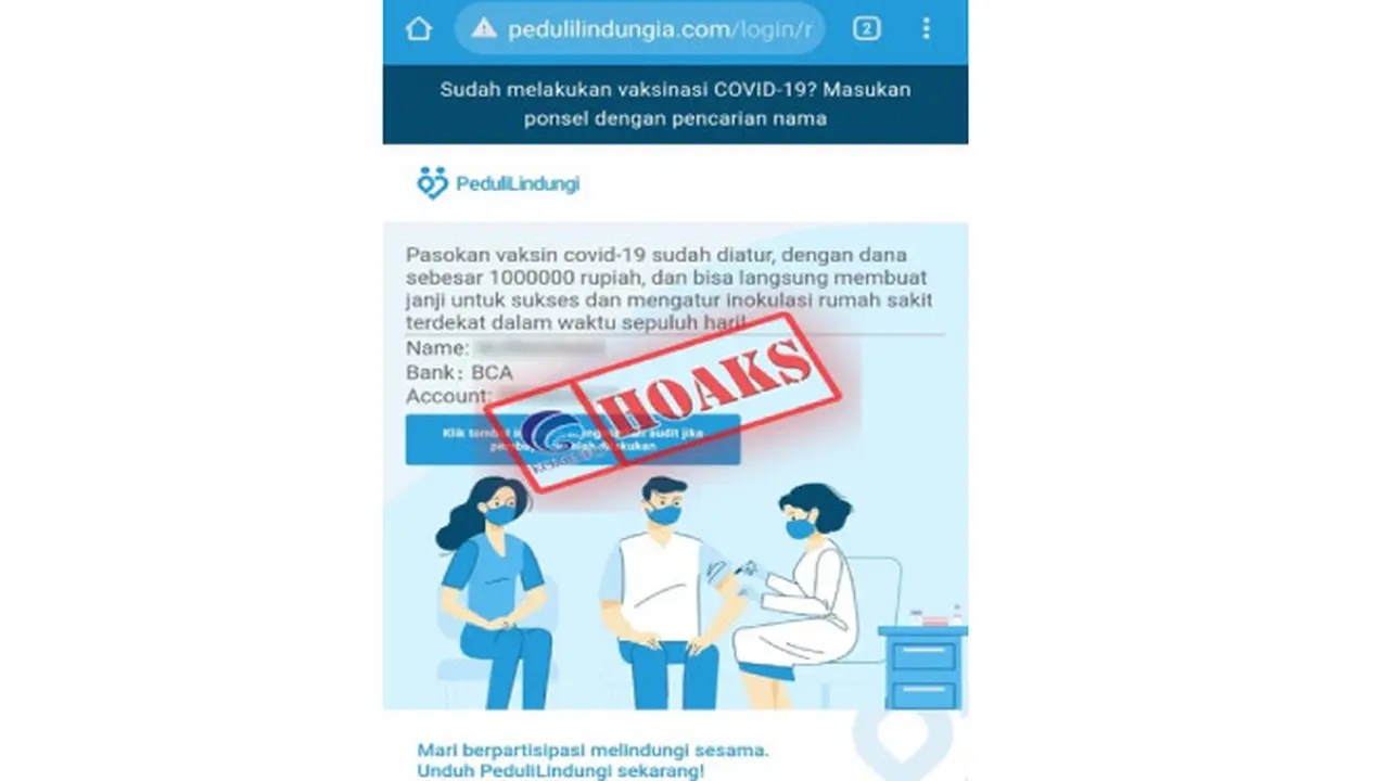 Situs PeduliLindungi Palsu