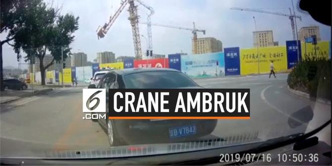 VIDEO: Detik-detik Crane Ambruk Menewaskan Operator