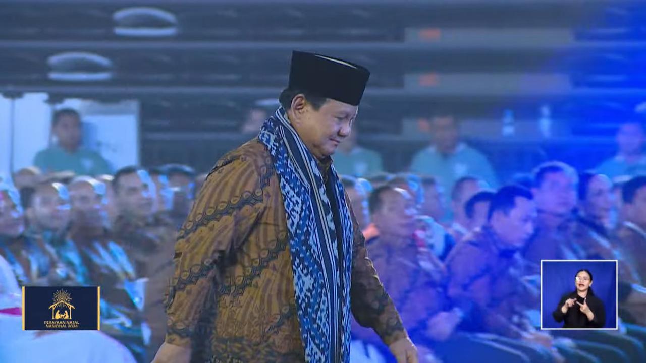 Presiden Prabowo Subianto menghadiri perayaan Natal Nasional tahun 2024 di Indonesia Arena, GBK Jakarta, Sabtu (28/12/2024).