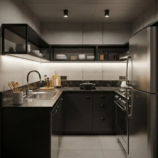 Dapur Kecil Bentuk U Minimalis