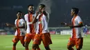Ekspresi pemain Pusamania Borneo FC, Jajang Mulyana, setelah mencetak gol dalam laga leg kedua perempatfinal Piala Presiden 2015 di Stadion Si Jalak Harupat, Bandung, Sabtu (26/9/2015). (Bola.com/Arief Bagus)