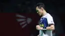 Pebulu tangkis tunggal putra Indonesia Jonatan Christie saat bertanding melawan Jia Heng Jason The (Singapura) pada babak 32 besar Indonesia Open 2026 di Istora Senayan, Jakarta, Selasa (2/6/2026). (Bola.com/M Iqbal Ichsan)